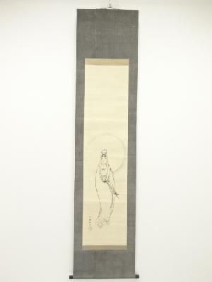 廣谷水石筆　白衣観音　肉筆紙本掛軸（保護箱）